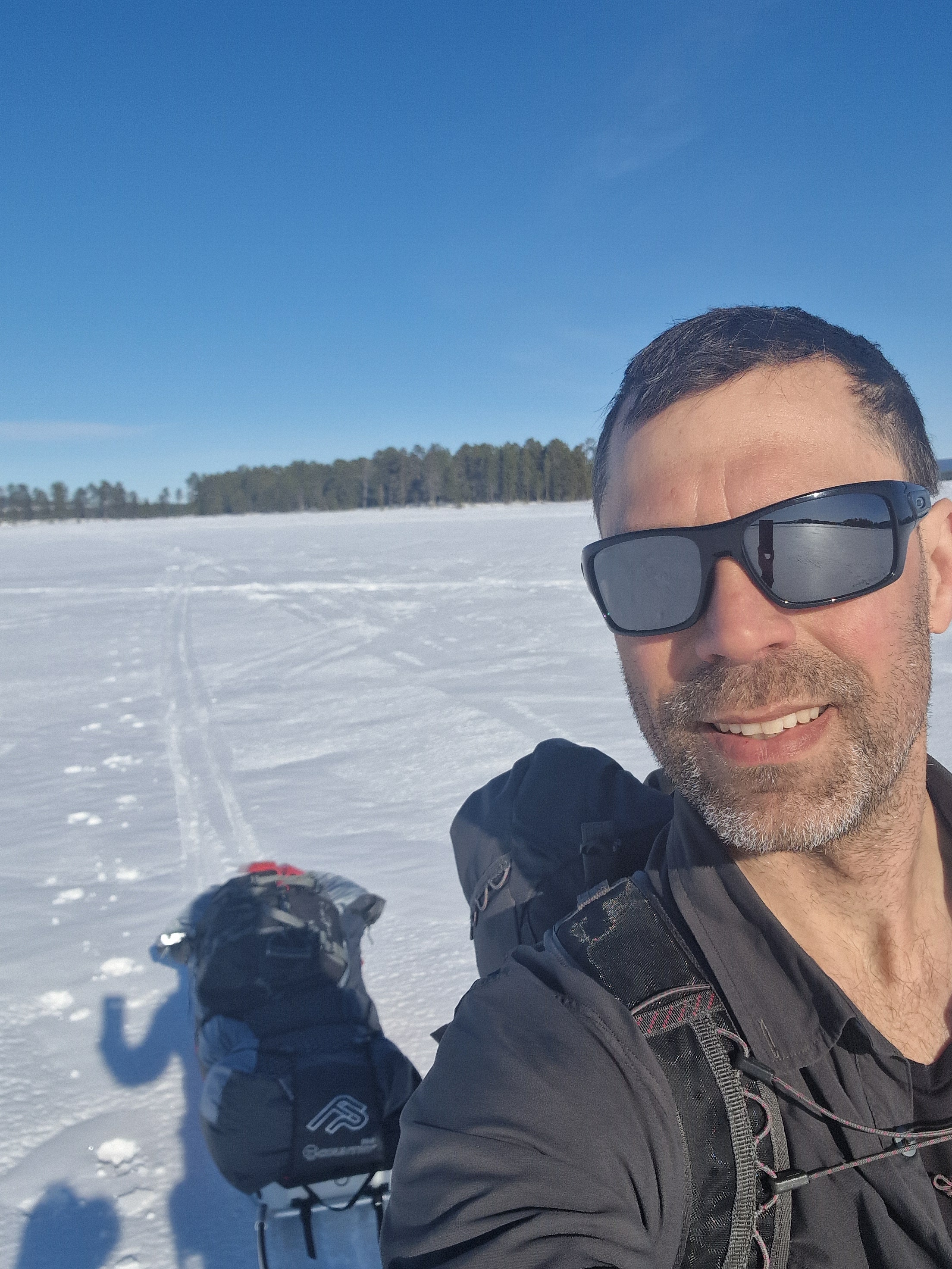 Marcus near Arjeplog on the way back from a ski touring trip on Kungsleden